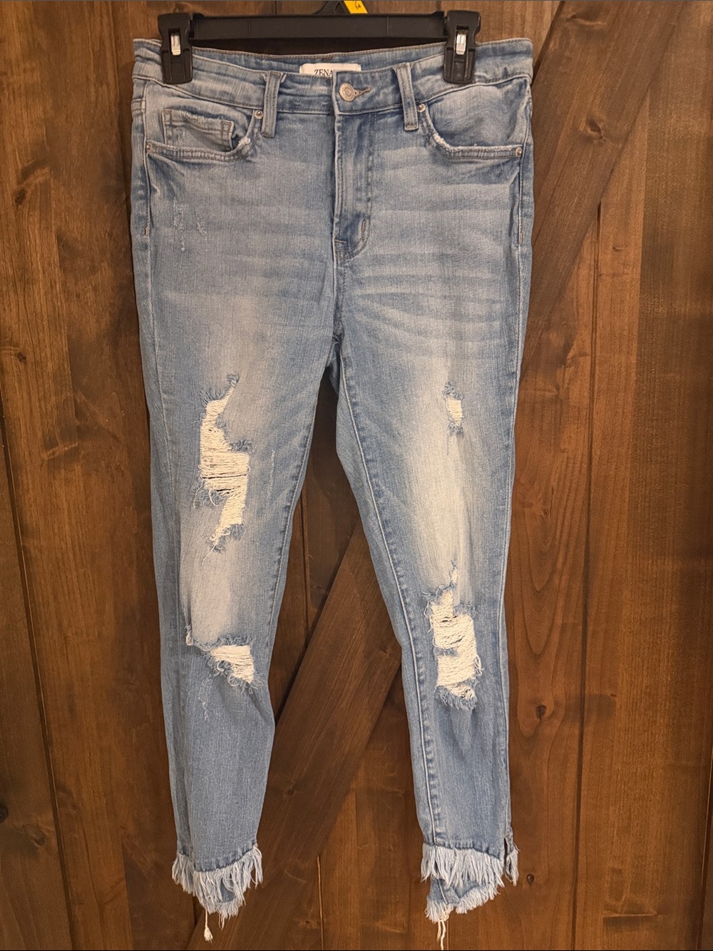 Zenana Outfitters Light Blue Distressed Ankle Jeans